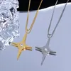 Pendentif Colliers POTCET Corée 2021 Mode Tendance Tempérament Femmes Titane Acier Croix Collier Plusieurs Bijoux Rétro