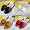 2021 Zwart Leer Slides Dames Designer Sandalen Topkwaliteit Belettering Kalfsleer 25 mm Flats Slipper Flip Flops Zomer Strand Schoenen NO271