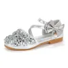 Aankomst Kids Meisjes Schoenen Princess Sequin Pearl Bow Schoenen Student Stage Glanzende Dansschoenen voor Meisjes Kinderen Zapatos Nia 210713