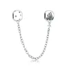 Date 925 Sterling Silver Heart Safety Chain Charms Perles Avec CZ Convient Original European Charm Bracelet DIY Jewelry Making Q0531