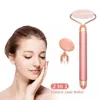 Rouleau vibrant électrique pour le visage, pierre naturelle, Quartz Rose, améthyste, Jade, masseur avec 2 têtes, soins de beauté du visage, Massage du cou et des yeux, outil de désintoxication de la peau