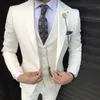 Ivory Slim Fit Men Suits for Wedding 3 Piece Male Set Jacket Vest with Pants Peaked Lapel Groom Costume New Arrival X0909