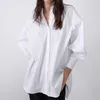 Oversized Women Shirts Höst Fashion Blue Black White Loose Long Blouse Top 210602