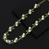 Chains AENSOA Personality White Floral Leaf Necklace Trendy Alloy Enamel Lily Valley Gold Color Choker For Women High Quality2693