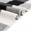 Tapis coton treillis noir et blanc tapis de sol paillasson cuisine salle de bain porche extérieur blanchisserie tapis tissé pour salon1