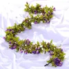 Dekorativa blommor kransar 2,2 meter 42 Små konstgjorda murgröna Rosor Fake Vine Wreath Wedding Home Store Dekoration Plastmur Hangi