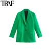 TRAF Moda Donna Monopetto Lungo Verde Giacca Sportiva Cappotto Vintage Spacco Frontale A Vita Alta Mini Gonna Set Femminili Mujer 220302