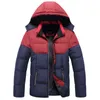 Inverno dos homens engrossar aquecer casaco com capuz parkas moda desgaste ao ar livre desgaste pathwork jaqueta de algodão acolchoado casaco outwear G1115