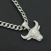 Pendant Necklaces 6pcs Hip Hop Jewelry Bull Head Necklace Miami Cuban Chain Iced Out Bling Hiphop Men Jewlery Neckless Male7218411