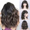 Bob Curly Wig Synthetic Short Wine Red Wig with Bangs Natural Looking Heat Resistant Fiber Hair for Women3351703