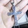 Fashion Mens Luxury Cross Necklace Hip Hop Jewelry Silver White Diamond Gemstones Iced Out Pendant Women Necklaces