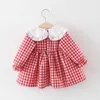 (4 stuks / partij) 2021 Nieuwe Collectie Plaid Patroon Baby Girl's Jurk 011102 Q0716