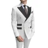 Tailor Made Fashion Peak Risvolto White Men Wedding Prom Dress Abiti doppio petto Abiti da uomo Groom Tuxedo Party 2 pezzi Set X0909