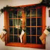 6st / set Christmas strumpor Stora Burlap Strumpor Jute Xmas Strumpläge Vanlig spis Decor Tabletop Party Decoration 211021