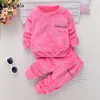 Baby Boy Girl Pajamas набор фланелевой флис малыша дети ребенок теплый катун динозавров спать одежда зима осень весенняя одежда 211025