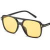 Lunettes de soleil Vintage jaune lentille carrée femmes luxe T marque surdimensionné lunettes de soleil femme élégante grandes nuances Oculos