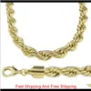 Mode 5Mm 6Mm Hip Hop corde chaîne collier 18K plaqué or chaîne collier 24 pouces pour hommes Tfpfh Hj63G265v