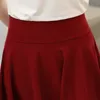 Sexy noir jupes courtes femmes été couleur unie rouge poche taille haute a-ligne Mini femme élégant bureau femme 210708