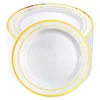 Disposable Dinnerware 25Pcs Golden Plastic Tableware Plate Wedding Gift Birthday Party Supplies