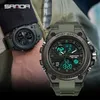 Sanda Męskie zegarki Czarne Zegarek Sportowy LED Digital 3ATM Wodoodporne zegarki wojskowe s szoku męski zegar relogios masculino 210804