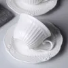 180 ML. tazzina da caffè con piattino in porcellana bianca goffrata, set di tazze da tè e piattino in ceramica, tasse cafe tazza natalizia inglese 210611