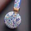 Full Ball Crystal Keychain Rhinestone Läderrem Högkvalitativ handväska Purväska Väska Hängsmycke Charm Nyckelring för bilnyckelkedja K399 H1126