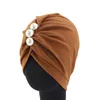 Musulman Femmes Beads Elastic Beads Chapeau Indian Turban Couleur Solid Hijab Chemo Cap Headscarf Bonnet Bonnet Couverture de perte de cheveux de la chapelle