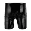Друцов мужские сексуальные открытые промежности кожаные короткие брюки для секса глянцевый латекс Bodycon Crotchless патентный боксер нижнее белье