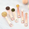 Ze Stali Nierdzewnej Miedź Łyżka Kuchnia Narzędzia do pieczenia Rose Gold Meass Spoons Cup 6 sztuk / zestaw WHT0228