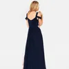 Plus Size Sexy Off The Shoulder Chiffon A Line Bruidsmeisjes Jurken Lange Backless Plooien Side Slit Maid of Honour Jurken Summer Beach Wedding Guest Prom Dress Al8814