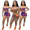 Sommarkläder plus storlek 3x Kvinnor Outfits Tracksuits Backless Tank Top+Shorts Two Piece Set Fashion Sportswear Striped Sweatsuits 4435