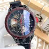最高品質メンズウォッチ自動運動デュオトーンスケルトンダイヤルLUXUSUR多機能トゥールビヨン腕時計ゴムバンドOronologio di Lusso
