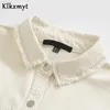 KLKXMYT DENIM Kurtka Płaszcz Kobiety Ulica Moda Oversized Tassel Vintage Długim Rękawem Siek Kobiet Odzież Odzież Odzieży Chic Topy 210527