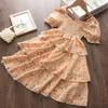 Bärenführer Nette Mädchen Kleid Sommer Mädchen Kleidung Bogen Prinzessin Kleid Kinder Sommer Kleidung Baby Mädchen Kleid Casual Wear 210708