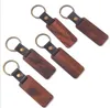 Personlig Läder Keychain Pendant Beech Wood Carving Nyckelringar Bagage Dekoration Key Ring DIY Semestergåva