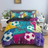 3D fotbollsmålning täcke täcker fotboll sängkläder set sängkläder sängkläder mjuk säng set queenking size for boy barn gåvor 210309