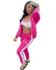 Lucky Label 2 piece outfit sweatsuit striped sets Zip Top Leggings sweatpants jogger fall clothes Wholesale Drop 210930