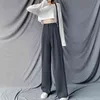 Casual Chic Loose High Waist Female Wide Leg Pants Spring Summer Ladies One Button Long Trousers Women Solid Suit Pants 211105