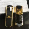 Klasik Lüks Altın İmza Çift SIM Kart Cep Telefonu Unlocked Paslanmaz Çelik Vücut MP3 Bluetooth 8800 Metal Seramik Geri Cep Telefonu