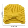 Autumn Winter Warm Knitted Hat Women Fashionable Bowknot Turban Cap Solid Color Woolen Striped Knit Bow Baotou Caps