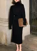 Robes décontractées Automne et hiver Robe serrée sexy pour femmes Mode européenne et américaine Couleur unie Col haut Pull doux Jupe longue
