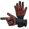 Grossistförsäljning Aramid Material Silikon Handskar Tål hög temperatur 500 graders isolerad ugn Kök Silikon Handskar BBQ Fire Glove XDH0051
