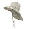 Ins Baby Sun Hat Hjälm Bilblomma Tryckt Tecknad Sunhat Barn Mode Leopard Topee Lovely Summer Wide Brim Beach Baby Bucket Hat