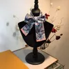 Wholesale double layer 100% silk small streamer women scarves 100x8cm geometry silk small headband small scarf no box