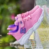 Spring Children Girls Sneakers Shoes Breathable for 5-16 years old girl ,Kids school shoes Bear Sole white gray and pink, 210308