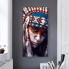 Modern Home Decor Canvas Painting Feather Warrior African Woman Wall Art Pictures For Living Room Abstract Posters And Prints3405542