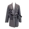 Giacca da donna autunno inverno solido fiocco tridimensionale staccabile decorazione monopetto cappotto 210615