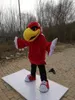 Hochwertiges Karnevals-Maskottchenkostüm für Erwachsene mit rotem Adler, echte Bilder, Deluxe-Party-Vogelfalken-Maskottchenkostüm293D