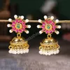 Alliage d'or fleur boucles d'oreilles pour femmes tribu indienne bijoux bohème perle pendentifs cloches gland boucle d'oreille bijoux de mariage