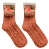 Calzini di peluche di buon Natale Calzini di cartone animato a tubo centrale in pile di corallo caldo invernale Calzini da donna carini per ragazze Accessori per vestiti